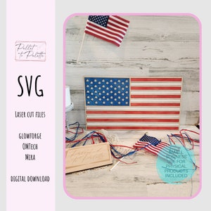 USA Flag inlay  | July 4th decor Digital Download SVG | Laser cut File | Glowforge SVG Memorial Day porch decoration | Patriotic Flag design