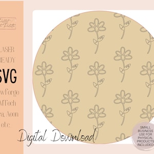 Baby Flower round backer Digital Download SVG | Laser ready File | New Baby Shower Gift | name sign | OMTech Laser |  nursery decor floral