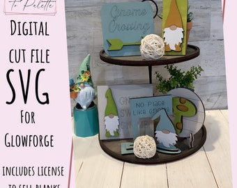 Gnome gelaagde lade SVG-lasergesneden bestand: Glowforge digitale download