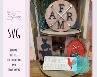 Farmhouse Tiered Tray SVG Laser Cut File for Glowforge (Digital)