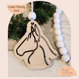 Paard lijntekeningen ornament SVG laserklaar bestand | Kerstvakantieornament | OMTech-laser | Paardensport paard huisdier pony hengst veulen