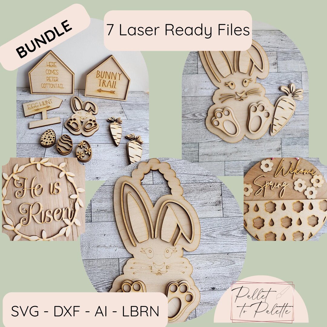Spring Laser Files Easter Spring Laser Cut Files Bundle | Bunny, Egg, Welcome Sign SVG - Etsy