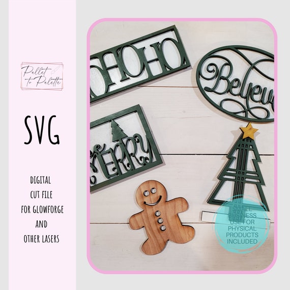 Christmas Tiered Tray SVG Laser Cut File: Glowforge Designs (Digital Download)