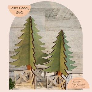 Rustic 3D Christmas Tree SVG | Farmhouse Holiday Decor | Laser Cut File for Glowforge, OMTech, & CO2 Laser | Slot Together Tree Template