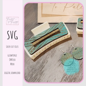 Hair Claw Geometric design SVG | 4 inch Hair Clip design with 2 styles of matching earrings with 4 and 2 inch Claws.  Download Svg file only