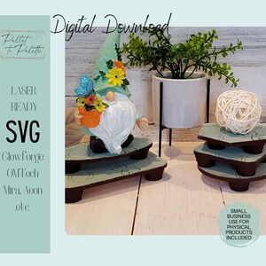 Digital cut file | Laser cut file for Glowforge - download SVG - Flower Pattern Riser Set| Floral Risers |Risers Set for plants and decor