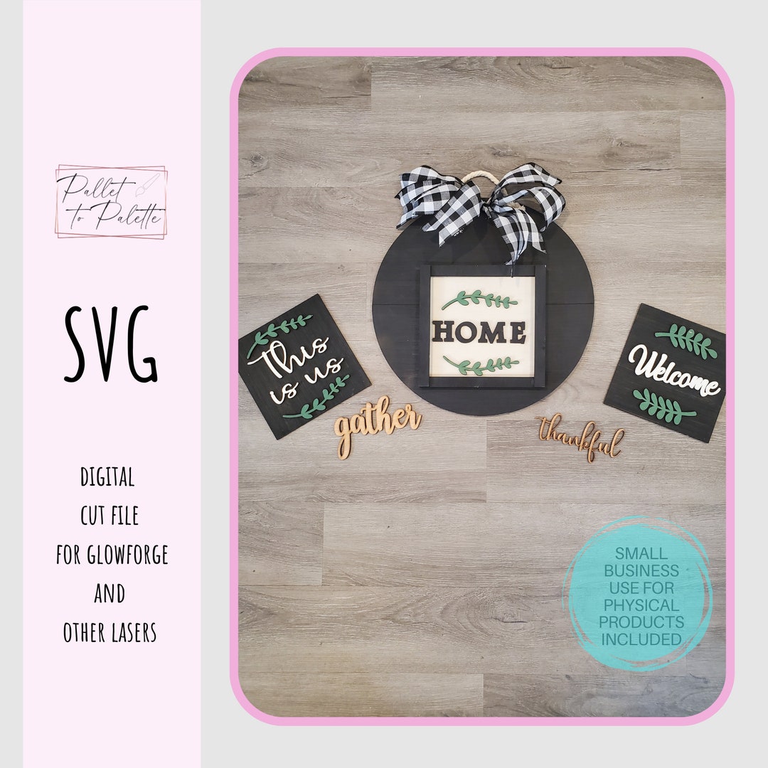 Interchangeable Round Door Hanger SVG: Laser Cut File for Glowforge - Etsy