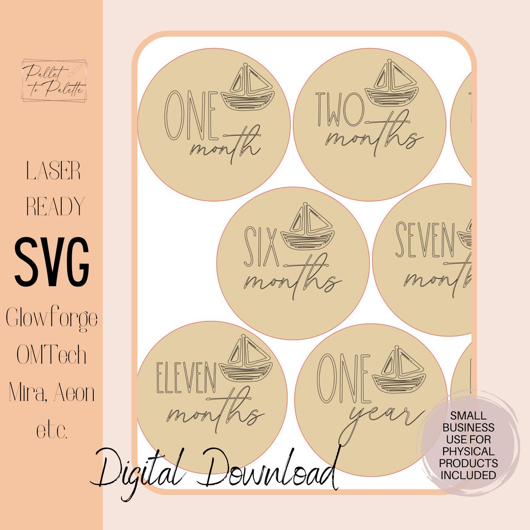 Sailboat Baby Milestone Discs SVG - Laser Cut File (digital Download ...