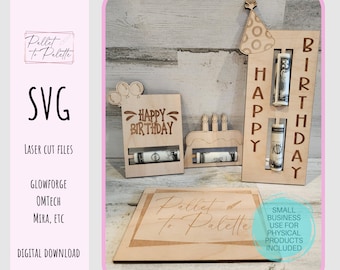 Birthday Cash Holder SVG: Laser Cut Money Card (Digital Download)