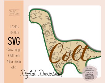 Dinosaur Name Sign Backer: Laser Cut SVG File (Digital Download)