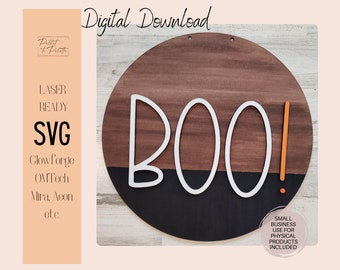 Boo Halloween deurhanger SVG lasergesneden bestand (digitale download)