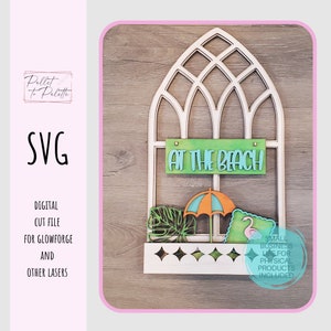 At The Beach ADD ON Set- Digital cut file | Laser cut file for Glowforge - download SVG - Fits any of our Interchangeable backers