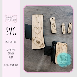 Football Hair Claw Clip SVG | Digital Download File for laser Cutter |  Matching pendant and earring files with 4 & 2 inch claw clip designs