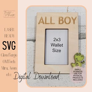 All Boy Photo Frame Refrigerator Magnet laser SVG |  Kids Picture Frame Fridge Magnet | Holds 2 x 3 wallet size pic | Cute Grandparent Gift