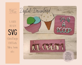 Ice Cream Add On Set: Laser Cut SVG File (Digital Download)