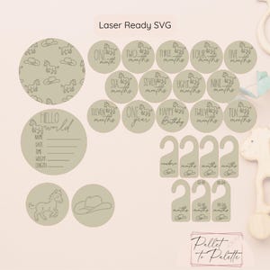 Pacote de Cavalo Bebê Download Digital SVG | Arquivo pronto para laser | Novo presente de chá de bebê para menino | discos de marco de anúncio | decoração de berçário ocidental