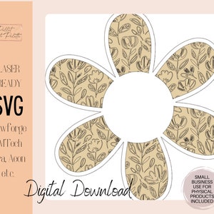 Daisy Floral namnskylt bakgrundsbild SVG: Laserskuren fil (digital nedladdning)