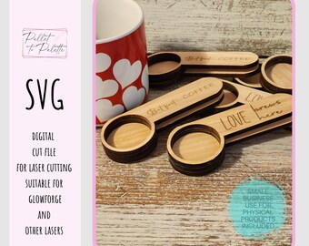 Coffee Scoop & Clip SVG Laser File: Scrap Buster Digital Download
