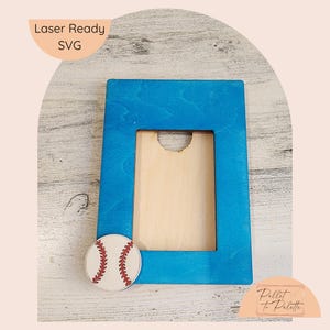 Marco de fotos de béisbol y sóftbol, imán para refrigerador con láser SVG / Lindo marco de fotos para niños, imán para refrigerador, capacidad para fotos de 2 x 3 pulgadas, tamaño billetera