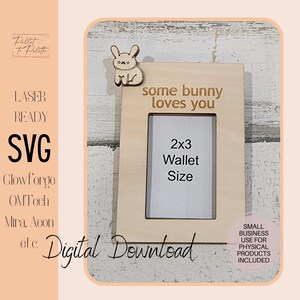 Alguns coelhos moldura de foto ímã de geladeira laser SVG | Bonitos ímãs de geladeira para moldura de foto infantil | Comporta 2 x 3 fotos tamanho carteira | Foto infantil