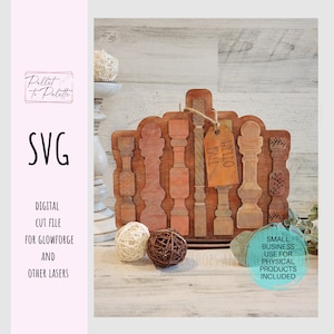 Spindle Pumpkin Fall Laser Cut SVG Digital | Laser cut file for Glowforge download SVG | Pumpkins | Spindles | Stick Pumpkin 3D Laser OMTECH