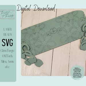 Digital cut file | Laser cut file for Glowforge - download SVG - Flower Pattern Riser |    Decorative floral shelf for plant | 1/4 in.