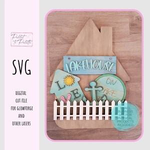 Lake House ADD ON Set- Digital cut file | Laser cut file for Glowforge - download SVG - Fits any of our Interchangeable backers
