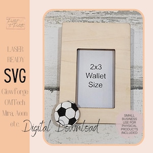 Fußball-Fotorahmen Kühlschrankmagnet Laser SVG |  Süßer Kinder Bilderrahmen Kühlschrankmagnet | Hält 2 x 3 Brieftasche Größe pic Kinderbild Geschenk