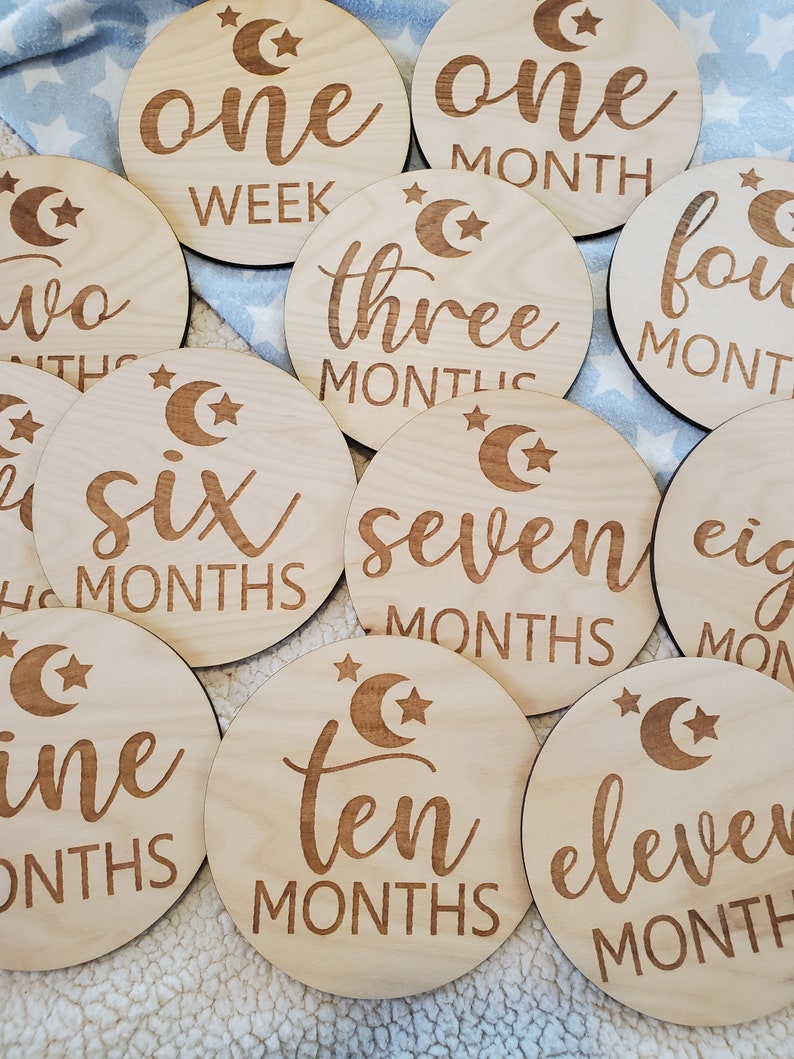 Baby Milestone Discs SVG: Moon & Stars Photo Prop, Laser Cut File ...