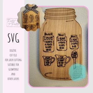 Kitchen Conversion Chart Refrigerator Magnets | Mason Jar Fridge Magnet |  Mini Cutting Coard | scrap buster laser file | Digital SVG