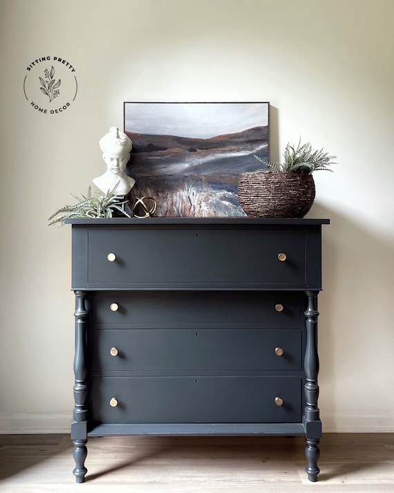 SOLD EXAMPLE ONLY Cherry Dresser Deep Navy Green Black Gold Knobs - Etsy SOLD EXAMPLE ONLY Cherry Dresser Deep Navy Green Black Gold Knobs - Etsy