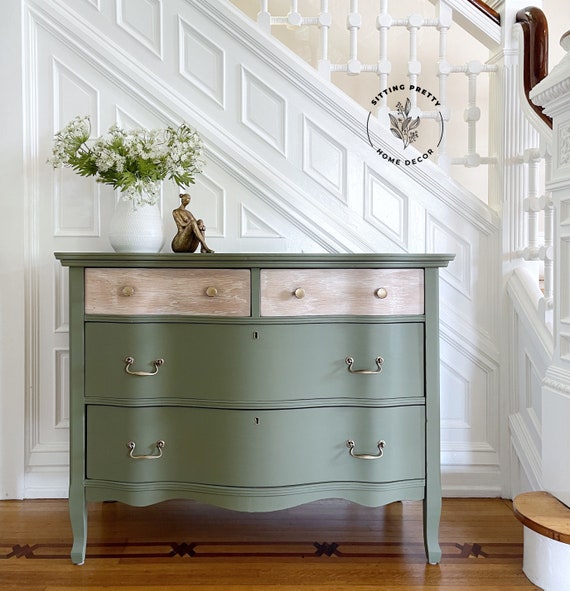 SOLD EXAMPLE ONLY Antique Olive Serpentine Dresser Curvy Gold and Green Cerused Limed Oak - Etsy SOLD EXAMPLE ONLY Antique Olive Serpentine Dresser Curvy Gold and Green Cerused Limed Oak - Etsy