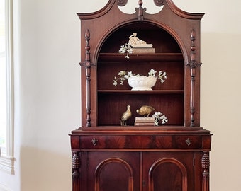 Antique Revival Jacobean Oak Vintage 1920 Gothic Victorian Hutch