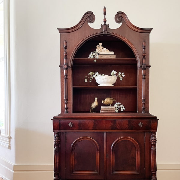 SOLD OUT Antique Jacobean Hutch China Cabinet Mahogany Display Piece Arches