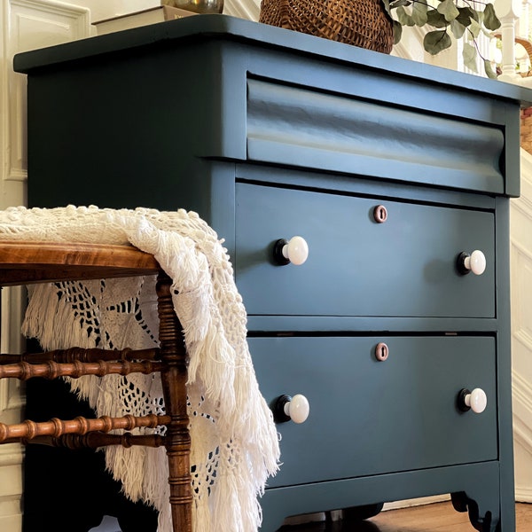 SOLD EXAMPLE ONLY Antique Chest of Drawers Small Blue Green Dresser