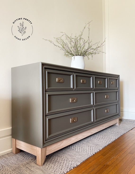 SOLD EXAMPLE ONLY Stunning Olive Bronze Lane Dresser Oak Base Gold Campaign  Style Pulls - Etsy