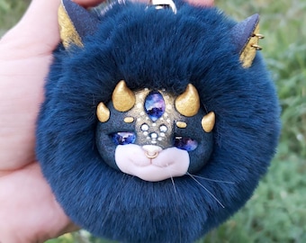 Fantasy Faux Fur Cat Keychain