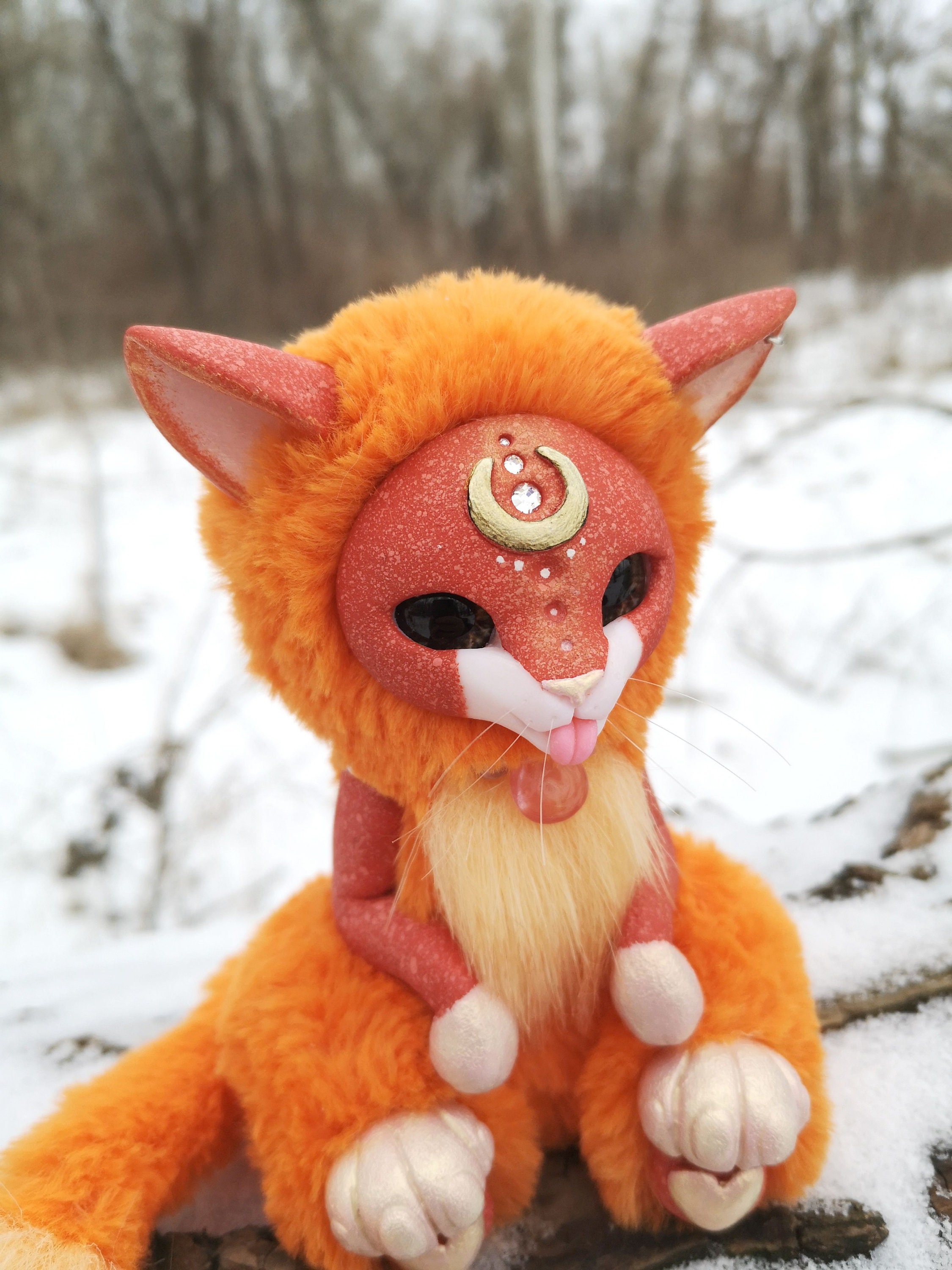 Lunar FOX Cute plush animal Fantasy creature Magical Etsy
