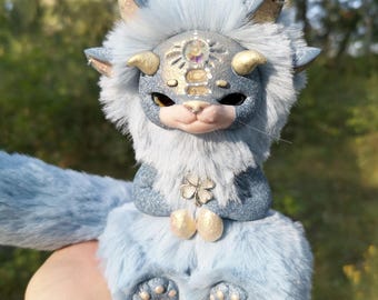 不気味でかわいい動物のアートドール、不気味なクマのぬいぐるみ/OOAK