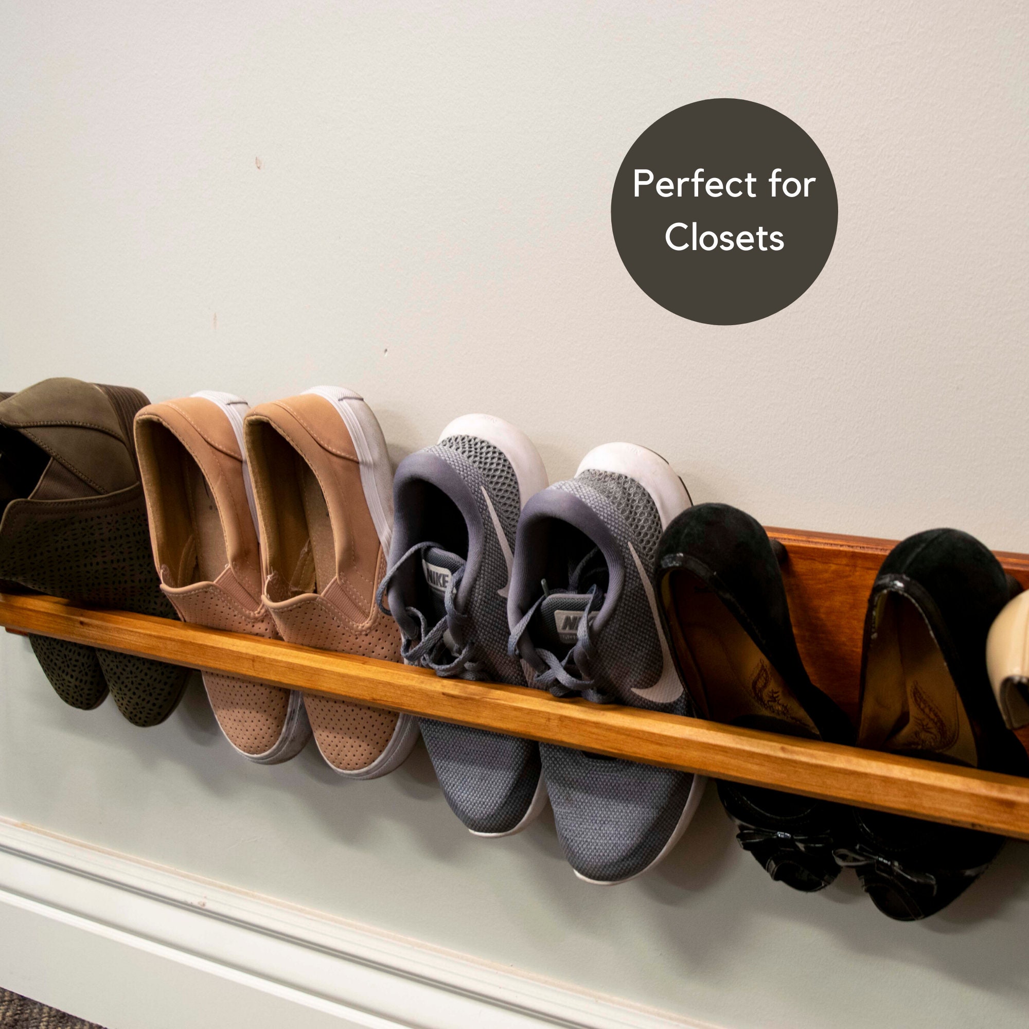 Wooden Wall Mounted Shoe Shelf Perfect for Entryways Etsy