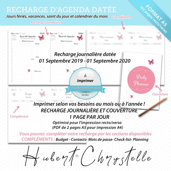 Recharge Datee D Agenda Journalier A5 Optimise Pour Etsy