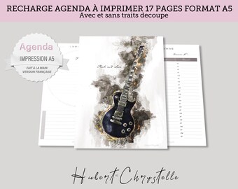Refill Planner undated printable A5 - guitar with and without crop