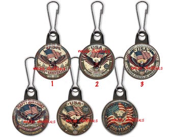 USA Flag Zipper Pull, Project Bag Charm, Patriotic Gift