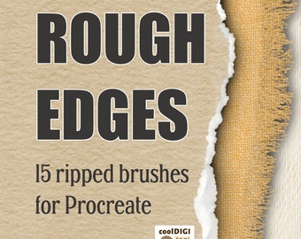 Procreate Rough Edge Brushes: Torn Paper, Ripped Fabric and for Digital Collage and Organic Edges Effect