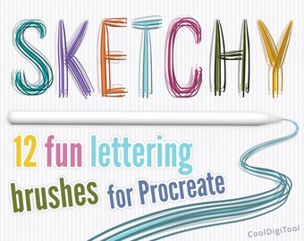 Procreate Lettering Brush: 12 Multiline Procreate Brushes with Super-Cool Effects for Digital Work on iPad.
