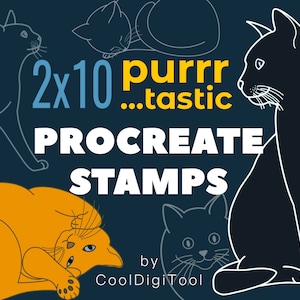 Procreate Animal Stamps: 20 Cat Brushes for Procreate App on iPad