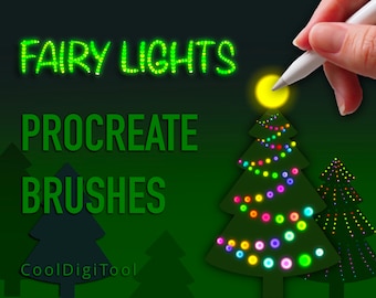 Procreate Christmas Lights Brushes, Tree Stamps & Neon Palette