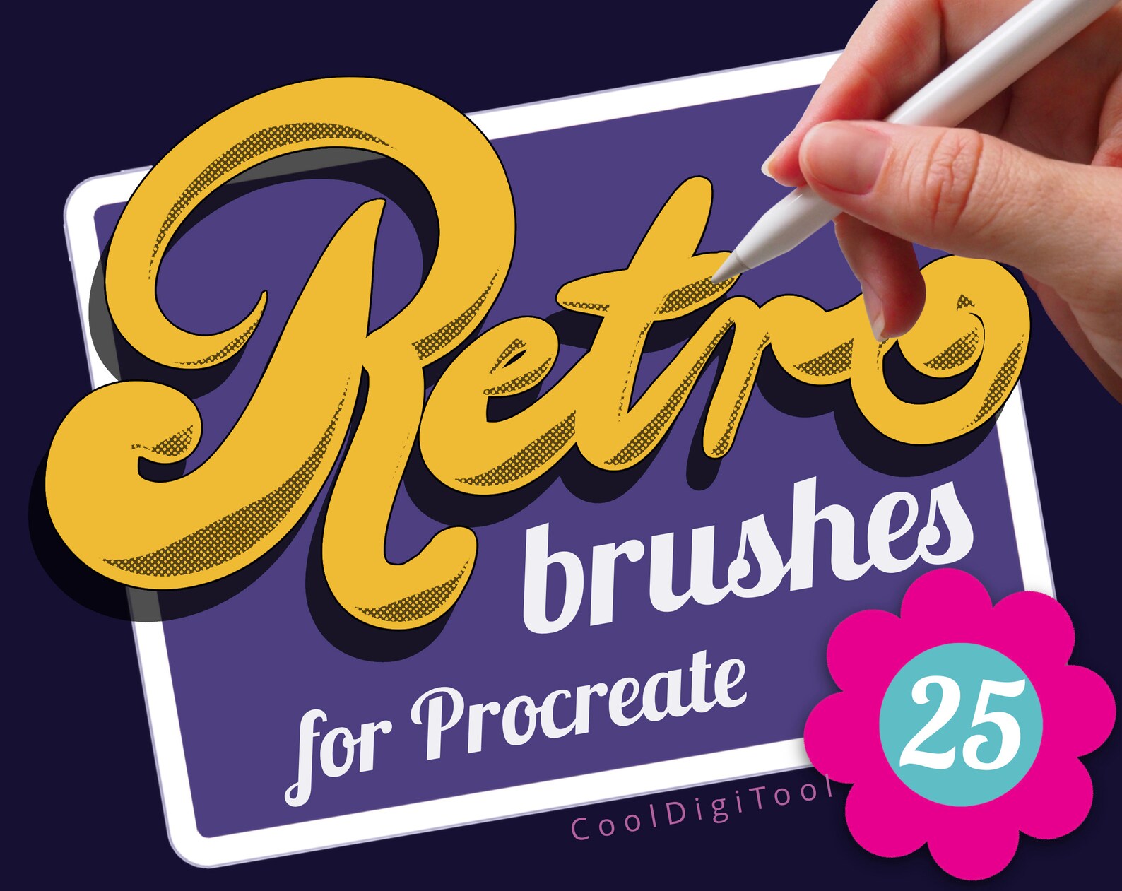 Procreate Vintage Brushes 25 Procreate Retro Lettering Etsy