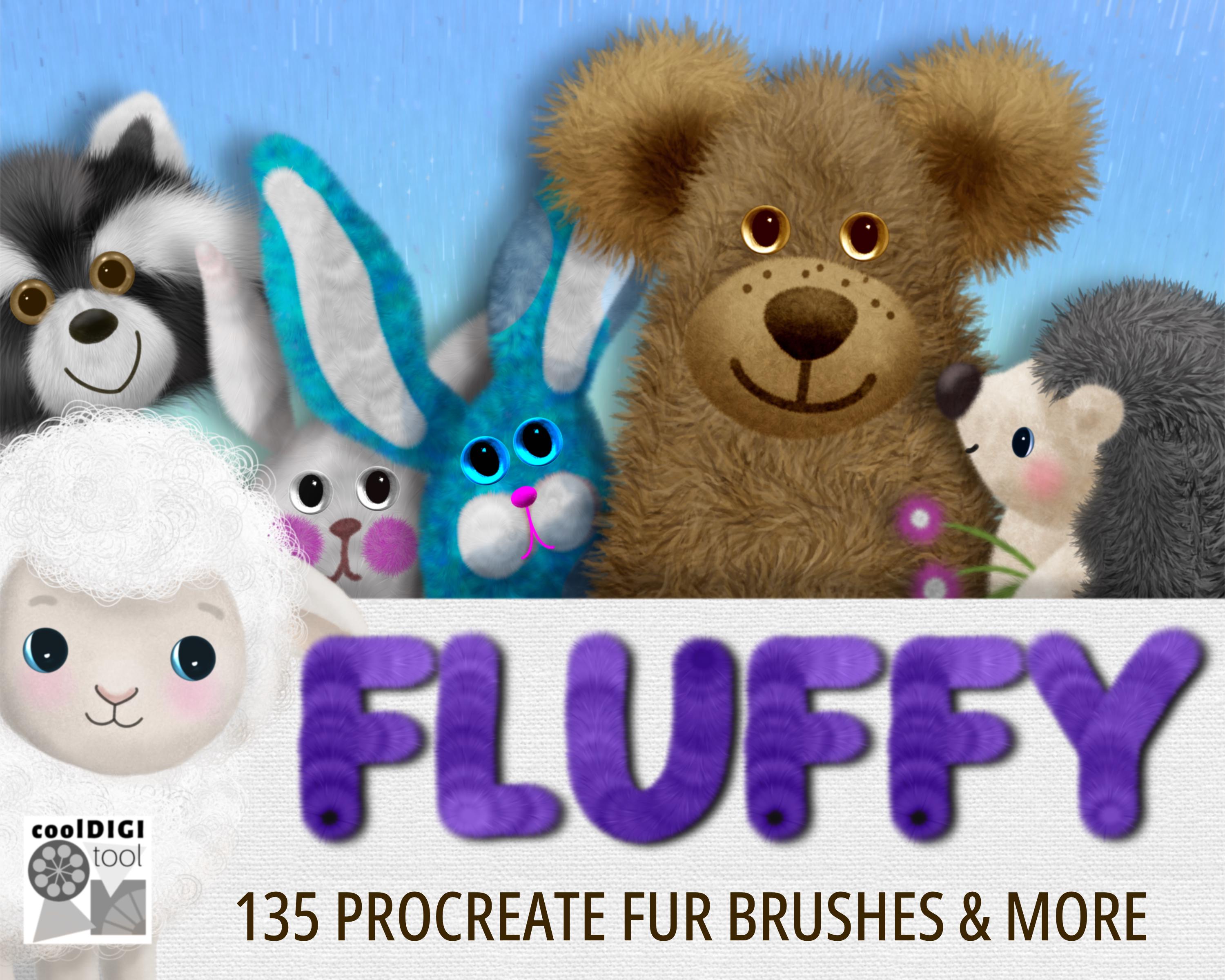 Procreate Fur Brushes: 135 Fluffy Procreate Fur Brushes + 85 Bonus Brushes for Sketching, Shading & Cute Details