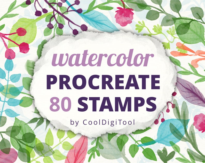 Procreate Watercolor Brushes 80 Procreate Stamps for